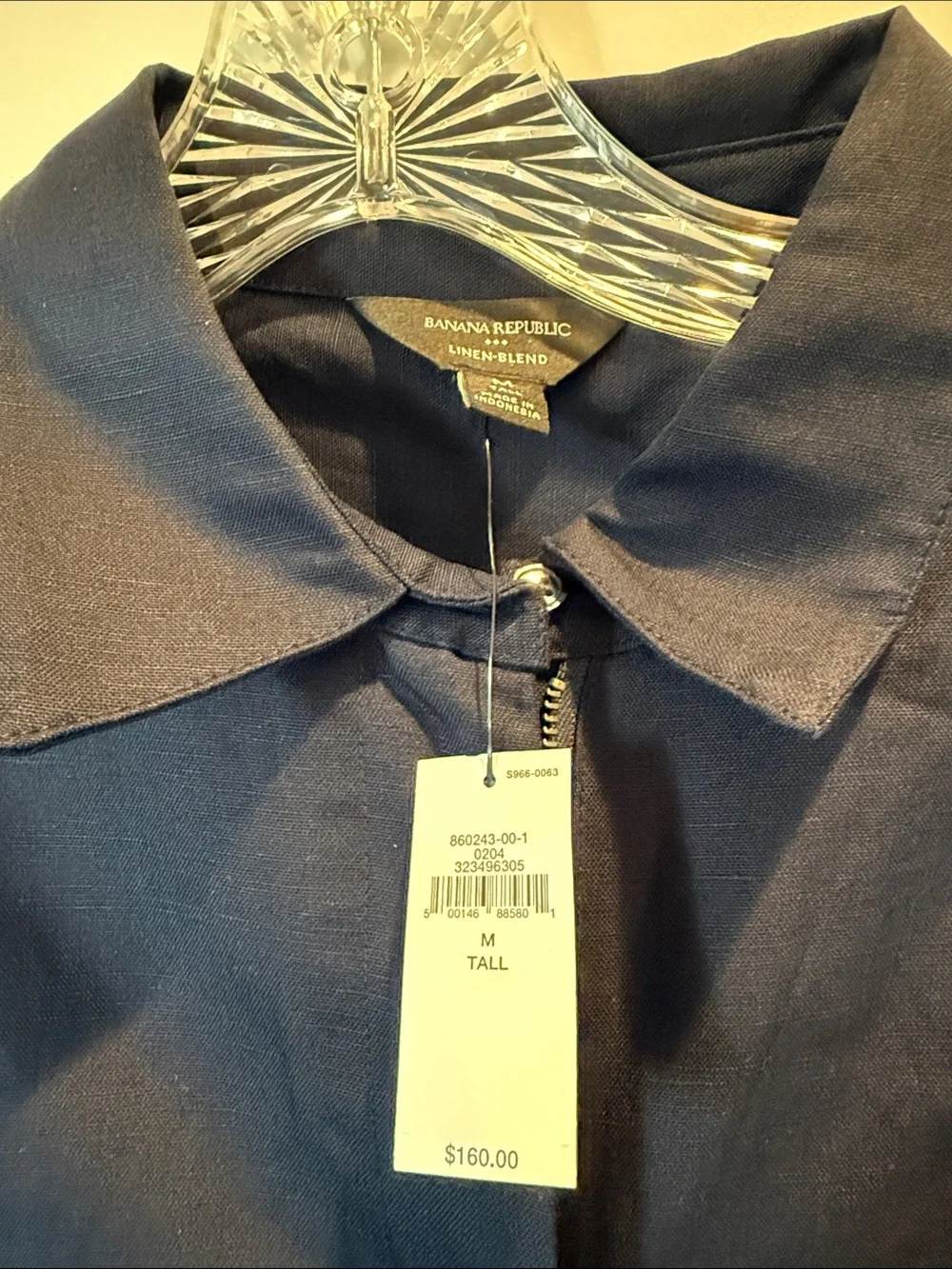 Banana Republic Navy Linen Blend Jumpsuit in Medium TALL